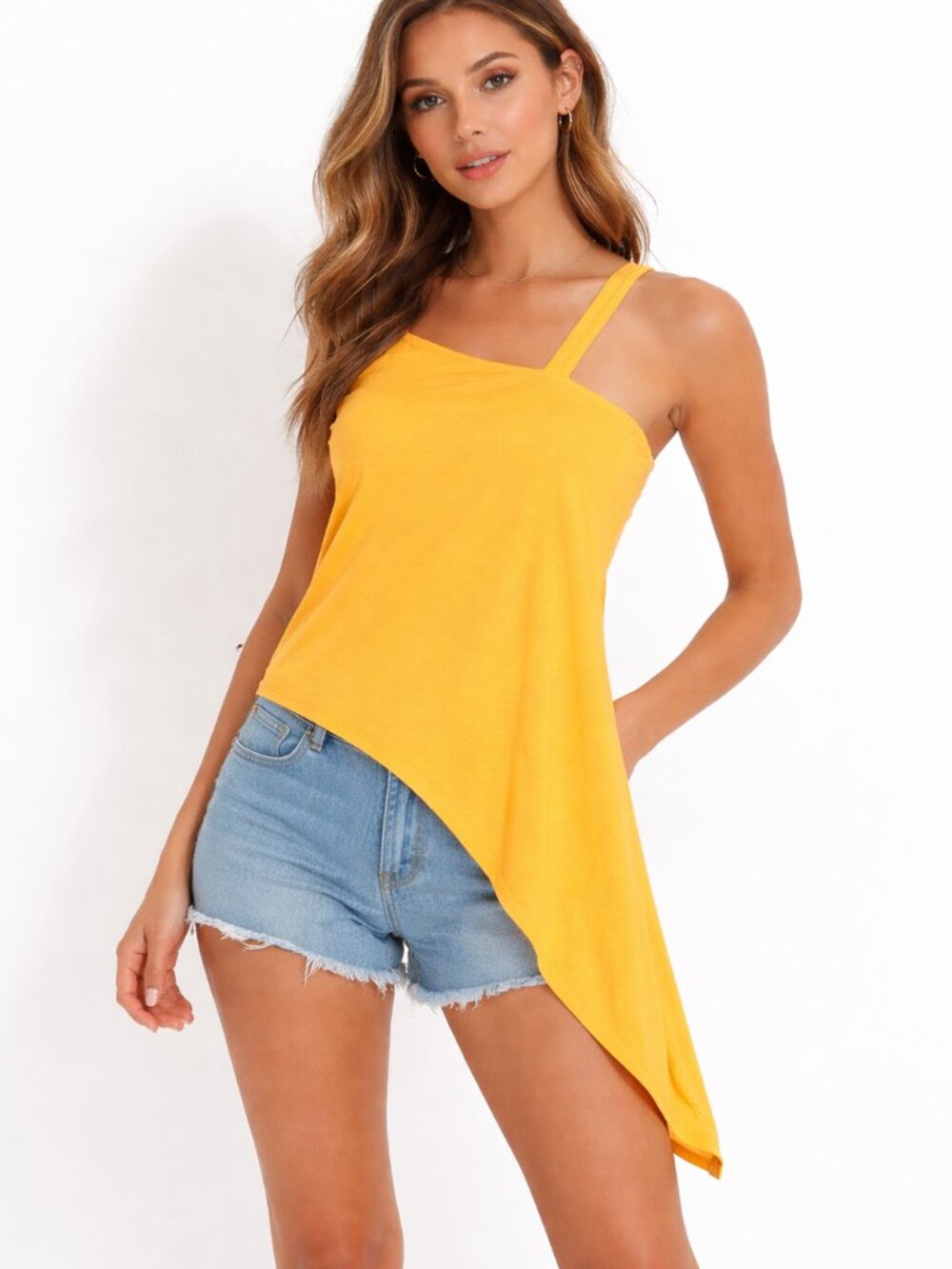 New York & Company Women's Womens Yellow Gyspy Hem Tank Top Size Small NWT